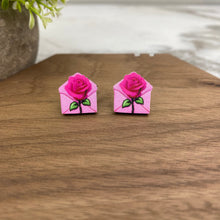 Load image into Gallery viewer, Wooden Stud Earrings - Valentine’s Day - #9
