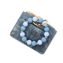 Load image into Gallery viewer, Denim Suede Bracelet Keychain &amp; Card Holder Wallet - PREORDER
