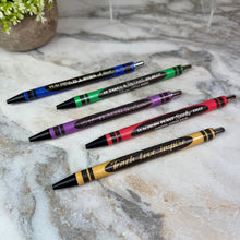Load image into Gallery viewer, Pen - Glitter Crayon Teach Teacher
