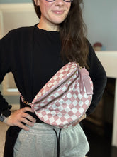 Load image into Gallery viewer, The Roni Nylon Crossbody - Checkered Medium Pink
