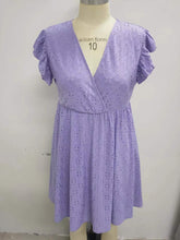 Load image into Gallery viewer, Rebecca Ruffle Sleeve Eyelet Dress-#4-Lavender
