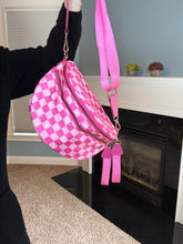 Load image into Gallery viewer, Roni - Checkered - Nylon Crossbody - Hot Pink
