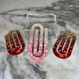 Jumbo Paperclip - Red Gold Ombre Glitter - PREORDER