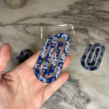 Load image into Gallery viewer, Jumbo Paperclip - Navy Blue Grey Floral
