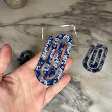Load image into Gallery viewer, Jumbo Paperclip - Navy Blue Grey Floral
