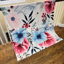 Load image into Gallery viewer, Blanket - Christmas Red Pink Blue Winter Floral - PREORDER ENDS 10/10
