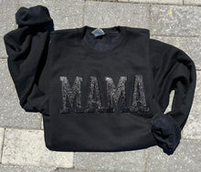 Load image into Gallery viewer, MAMA GLITTER EMBROIDERED PATCHES SWEATSHIRT
