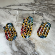 Load image into Gallery viewer, Jumbo Paperclip - Yellow Blue Pink Animal Print
