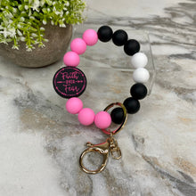 Load image into Gallery viewer, Silicone Bracelet Keychain - Religious, Faith Over Fear #2
