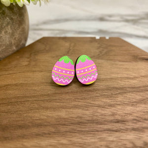 Wooden Stud Earrings - Easter - #4