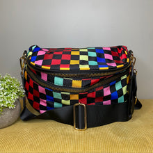 Load image into Gallery viewer, The Roni Nylon Crossbody - Checkered Colorful Black
