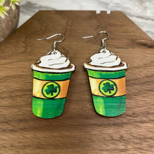 Load image into Gallery viewer, Wooden Dangle Earrings - St. Patrick’s Day - #5
