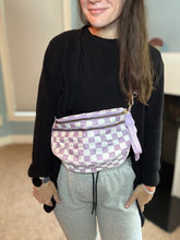 Load image into Gallery viewer, The Roni Nylon Crossbody - Checkered Light Purple
