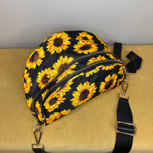 Load image into Gallery viewer, The Roni Nylon Crossbody - Floral Yellow Sunflower on Black
