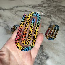 Load image into Gallery viewer, Jumbo Paperclip - Yellow Blue Pink Animal Print
