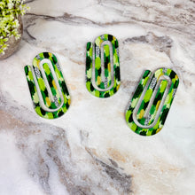 Load image into Gallery viewer, Jumbo Paperclip - Green Gold Dot Splatter
