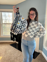 Load image into Gallery viewer, The Roni Nylon Crossbody - Black Gingham Daisy Floral
