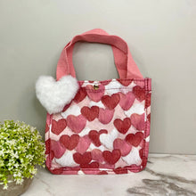 Load image into Gallery viewer, Tote Bag - Heart Dark Pink + White
