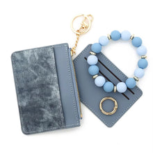 Load image into Gallery viewer, Denim Suede Bracelet Keychain &amp; Card Holder Wallet - PREORDER
