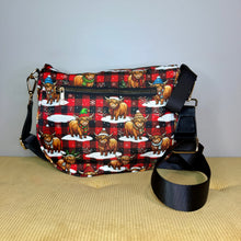 Load image into Gallery viewer, The Roni Nylon Crossbody - Christmas Winter Highland Cow
