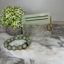 Load image into Gallery viewer, Denim Suede Bracelet Keychain &amp; Card Holder Wallet - PREORDER
