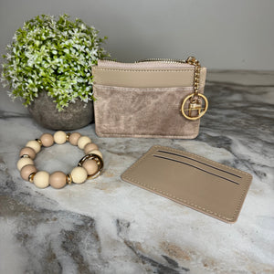 Denim Suede Bracelet Keychain & Card Holder Wallet - PREORDER