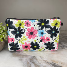 Load image into Gallery viewer, Pouch - Floral Pink Blue Lime Black
