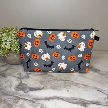 Load image into Gallery viewer, Pouch - Halloween Fall - Grey Ghost Pumpkin Bat
