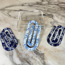 Load image into Gallery viewer, Jumbo Paperclip - Navy Blue Grey Floral
