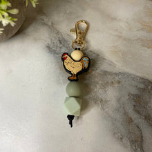 Load image into Gallery viewer, Keychain - Silicone Bead - Chicken - Olive Grey
