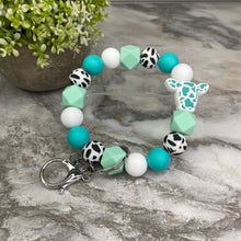 Load image into Gallery viewer, Silicone Bead Bracelet Keychain - Cow Designs
