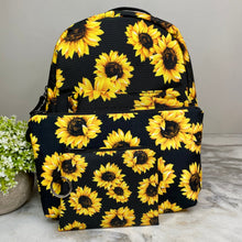 Load image into Gallery viewer, Mini Backpack, Pouch, &amp; Mini Pouch Bundled Set - Sunflower On Black
