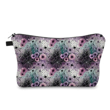 Load image into Gallery viewer, Pouch - Halloween Fall - Spider Web Floral Purple Pink Teal
