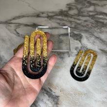 Load image into Gallery viewer, Jumbo Paperclip - Black &amp; Gold Glitter - PREORDER
