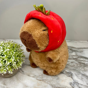 Plush Capybara Strawberry Toy