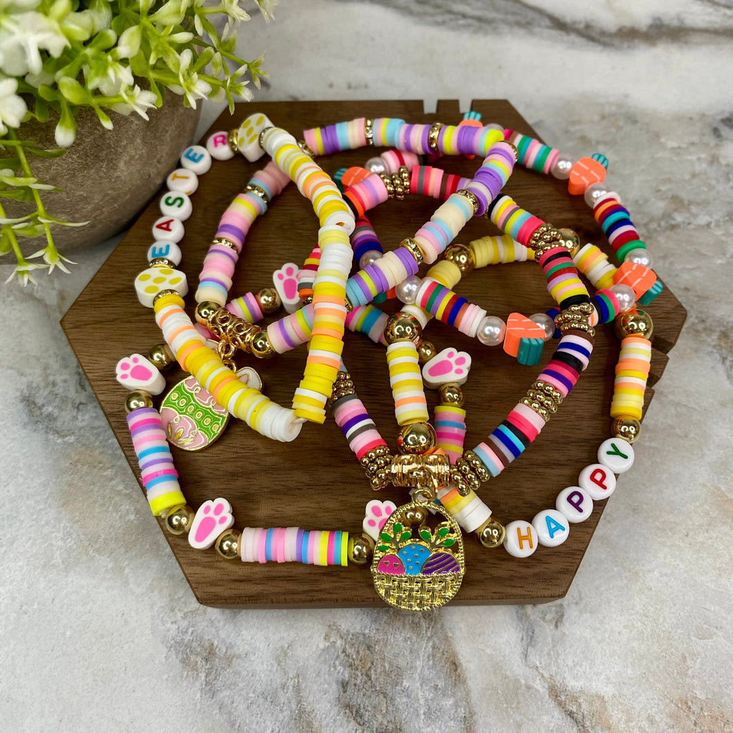 Bracelet - Clay + Bead - Easter Mix #6