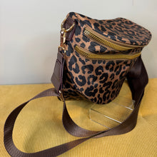 Load image into Gallery viewer, The Roni Nylon Crossbody - Black &amp; Caramel Animal Print
