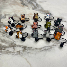 Load image into Gallery viewer, Silicone Straw Toppers Tumbler - Cats
