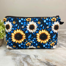 Load image into Gallery viewer, Pouch - Floral, Blue Yellow White Sunflower

