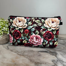 Load image into Gallery viewer, Pouch - Christmas Holiday Maroon Floral Roses
