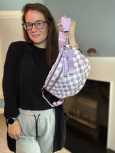 Load image into Gallery viewer, The Roni Nylon Crossbody - Checkered Light Purple
