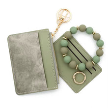 Load image into Gallery viewer, Denim Suede Bracelet Keychain &amp; Card Holder Wallet - PREORDER
