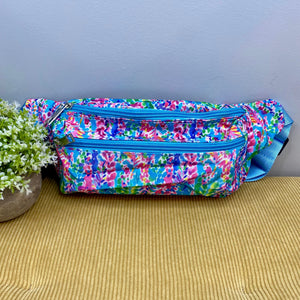 Fanny Pack Waist Bag - Blue Watercolor Floral