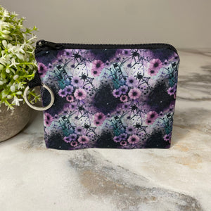 Mini Pouch - Spider Web Floral Purple Pink Teal
