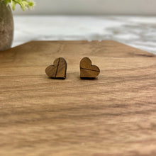 Load image into Gallery viewer, Wooden Stud Earrings - Slashed Heart

