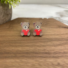 Load image into Gallery viewer, Wooden Stud Earrings - Valentine’s Day - #12
