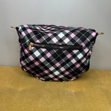 Load image into Gallery viewer, The Roni Nylon Crossbody - Black Pink Plaid
