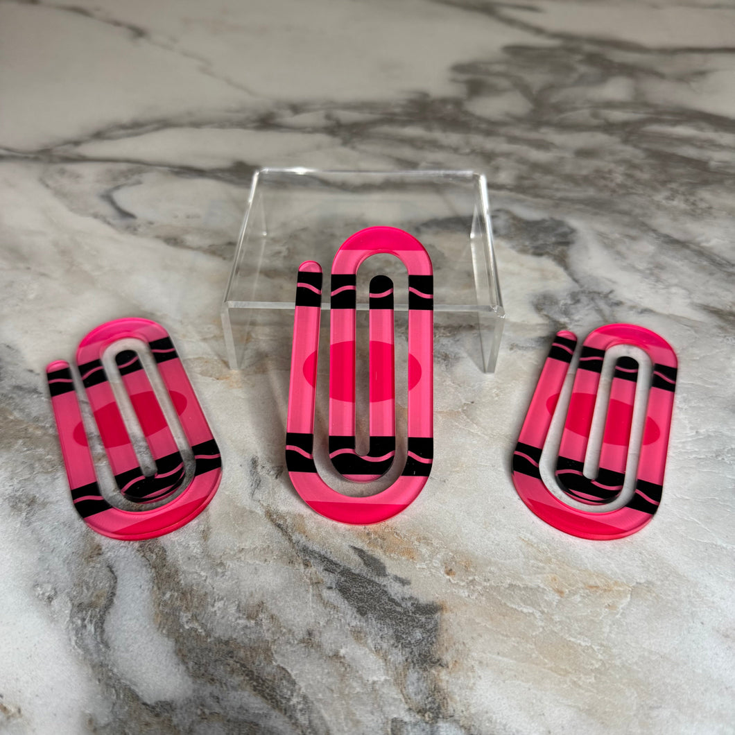 Jumbo Paperclip - Hot Pink Crayon - PREORDER