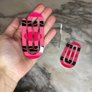 Jumbo Paperclip - Hot Pink Crayon - PREORDER