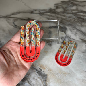 Jumbo Paperclip - Coral Religious Floral